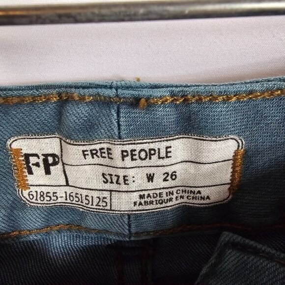 Free People Low Rise Skinny Jeans 26 Teal Stretch Y2K Urban Slim Streetwear - Picture 5 of 12